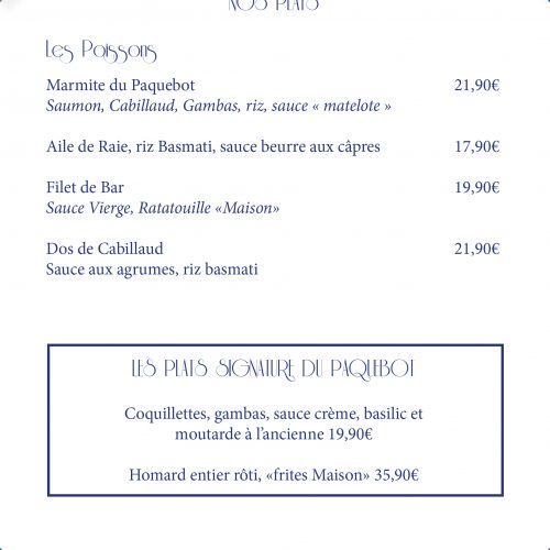 Carte Le Paquebot-restaurant-Villerville-Deauville-Calvados-Normandie