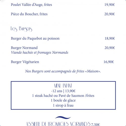 Carte Le Paquebot-restaurant-Villerville-Deauville-Calvados-Normandie